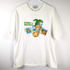 M&M’s Crispy Vacation Graphic T-Shirt XL White Candy Promo USA Cotton Tee